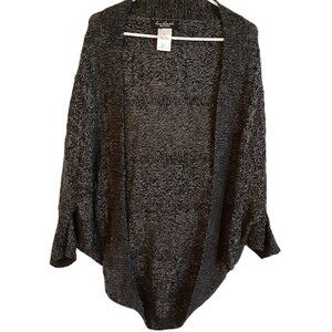 Gloria Vanderbilt Cardigan Size XL Bat Sleeves Open Front Black Gray Silver